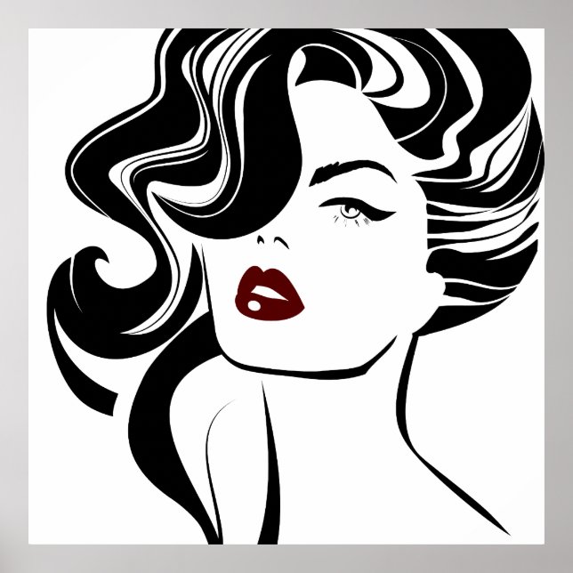 Retro Girl Red Lips Poster (Vorne)