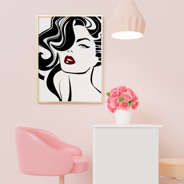 Retro Girl Red Lips Poster (Von Creator hochgeladen)