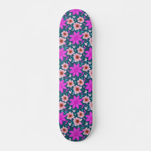 Retro Girl rose floral motif skateboard