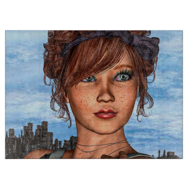 Retro Girl Schneidebrett (Vorderseite)