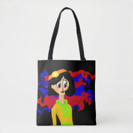 Retro Girl Schwarze Tote Bag Tasche