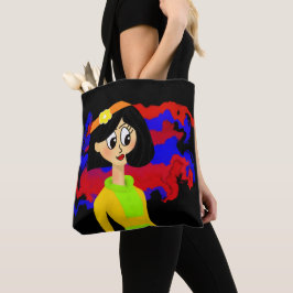 Retro Girl Schwarze Tote Bag Tasche