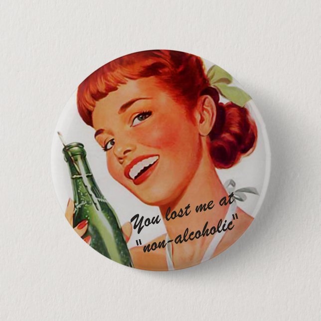 Retro Girl Soda Advert Slogan Button (Vorderseite)