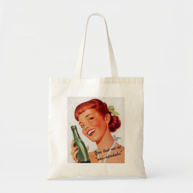 Retro Girl Soda Advert Slogan Tragetasche (Vorne)