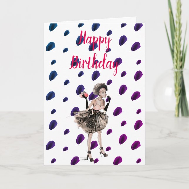 Retro Girl Woman Birthday Card Karte (Vorderseite)
