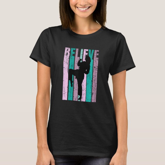 Retro Girls Karate Birthday Taekwondo Judo Cool Di T-Shirt (Vorderseite)