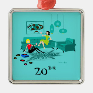 Retro Girl's Night in Christmas Ornament