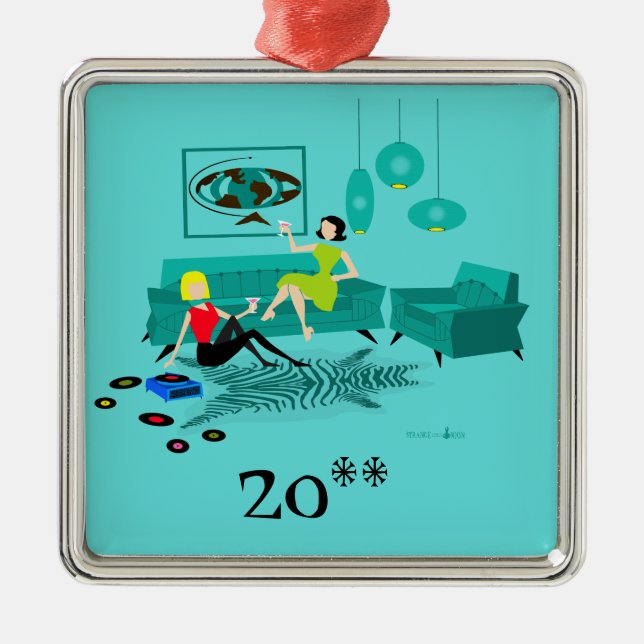 Retro Girl's Night in Christmas Ornament (Vorne)