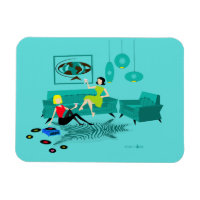 Retro Girl's Night in Flexible Magnet