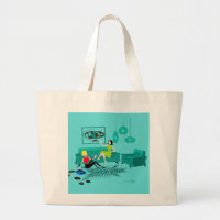 Retro Girls' Night in Jumbo Tote Bag