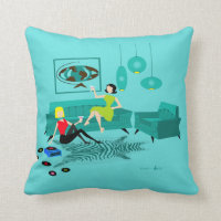 Retro Girl's Night in Throw Kissen