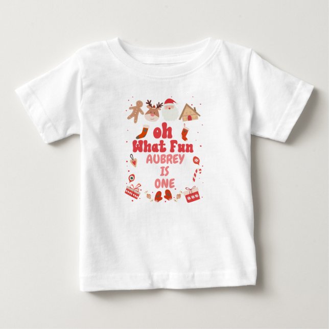 Retro Girls Oh What Fun 1er Anniversaire T-shirt (Devant)