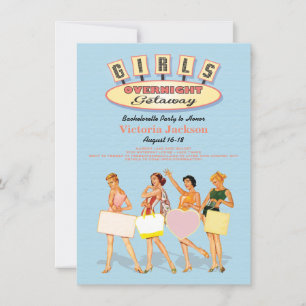 Retro Girls Unterkunft Gepäcktransport Einladung