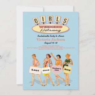Retro Girls Wochenende Einladung