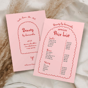 Retro Girly Pink & Red Hand Drawn Boho Preisliste