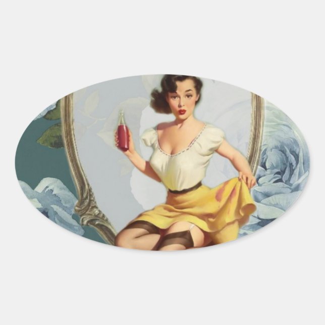 Retro Giro Brautparty Tea Party vielen Dank Ovaler Aufkleber (Vorderseite)