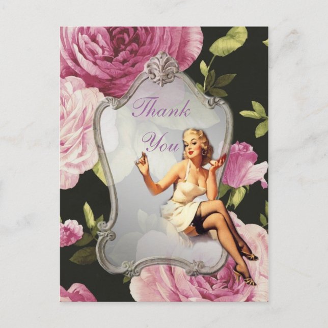 Retro Giro Brautparty Tea Party vielen Dank Postkarte (Vorderseite)