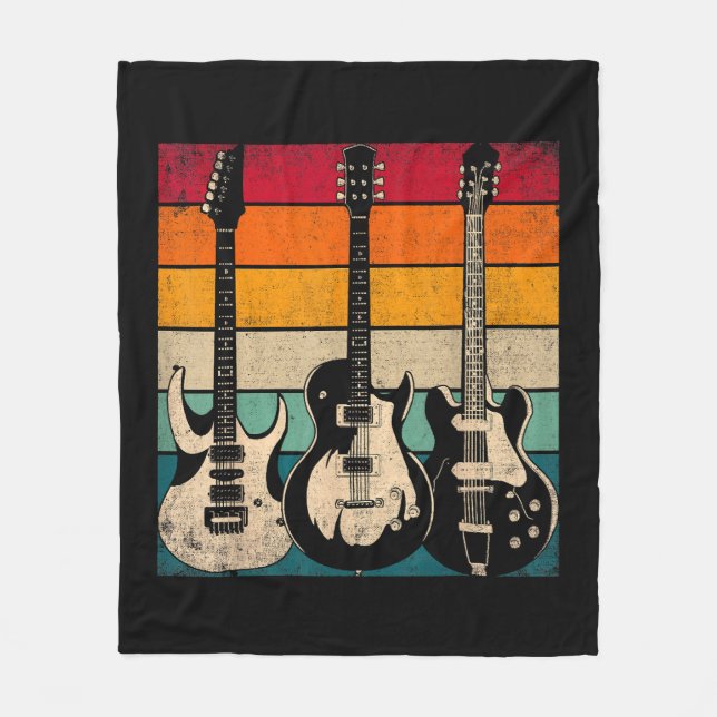 Retro Gitarre  Fleecedecke (Vorderseite)
