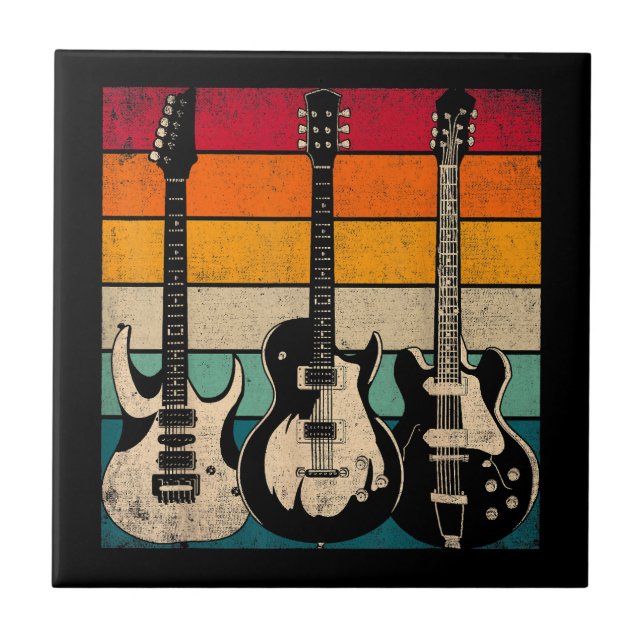 Retro Gitarre  Fliese (Vorderseite)