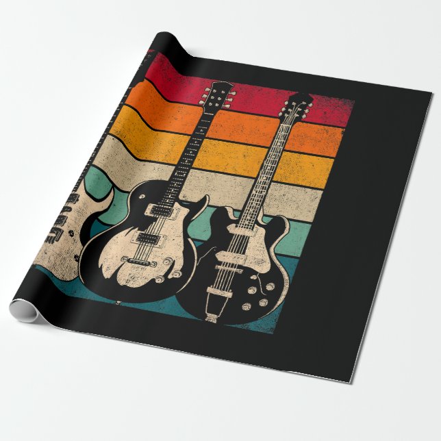 Retro Gitarre  Geschenkpapier (Ungerollt)