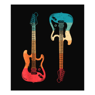 Retro Gitarre Gitarrist E-Bass Gitarre Rock M Fotodruck