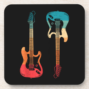Retro Gitarre Gitarrist Electric Bass Gitarre Rock Getränkeuntersetzer