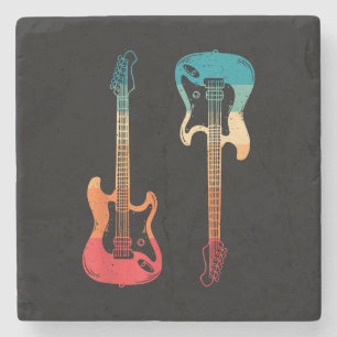 Retro Gitarre Gitarrist Electric Bass Gitarre Rock Steinuntersetzer