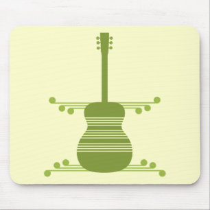 Retro Gitarre Mousepad, Olive Green Mousepad