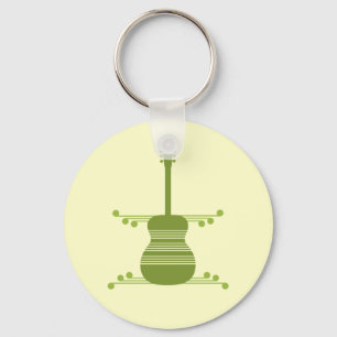 Retro Gitarre Schlüsselanhänger, Olive Green Schlüsselanhänger