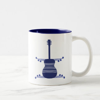 Retro Gitarre Tasse, Navy Blue Zweifarbige Tasse