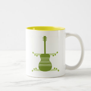 Retro Gitarre Tasse, Olive Green Zweifarbige Tasse