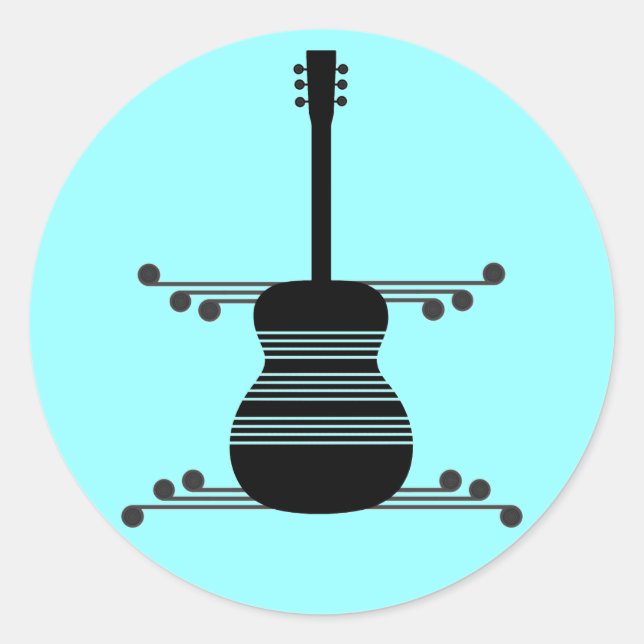 Retro-Gitarren-Aufkleber Runder Aufkleber (Vorderseite)