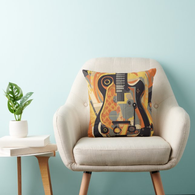 Retro-Gitarren-Illustration Kissen (Stuhl )