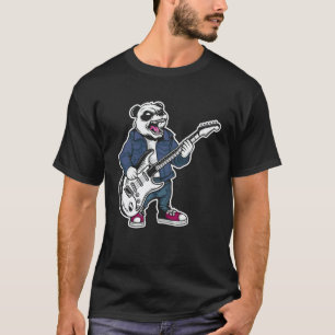 Retro-Gitarren-Rockmusik des süßen Panda-Bären T-Shirt