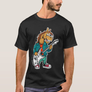 Retro-Gitarren-Rockmusik des süßen Pferdes T-Shirt