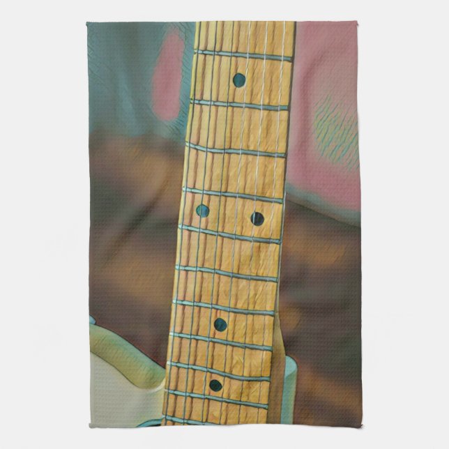 Retro-Gitarrengeschenk Geschirrtuch (Vertikal)