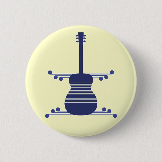 Retro-Gitarrenschaltfläche, blau Button (Vorderseite)