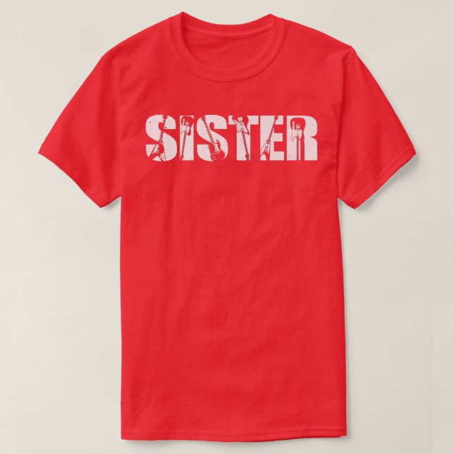 Retro-Gitarrist Mutter Schwester Gitarre Muttertag T-Shirt (Design vorne)