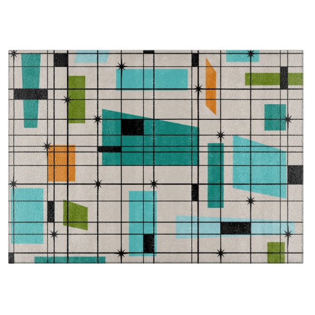 Retro Gitter-u. Sternexplosion-Glasschneiden-Brett Schneidebrett (Vorderseite)