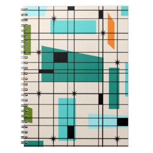 Retro Gitter-u. Sternexplosion-Notizbuch Notizblock