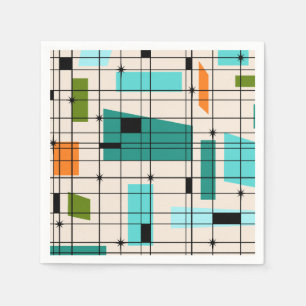 Retro Gitter u. Sternexplosion-Papierservietten Serviette