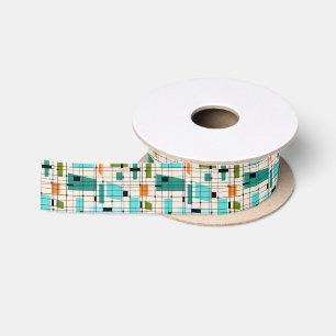 Retro Gitter-u. Sternexplosion-Satin-Band Satinband