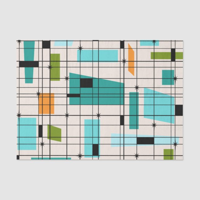 Retro Gitter-u. Sternexplosion-Seidenpapier Seidenpapier (Vorderseite)