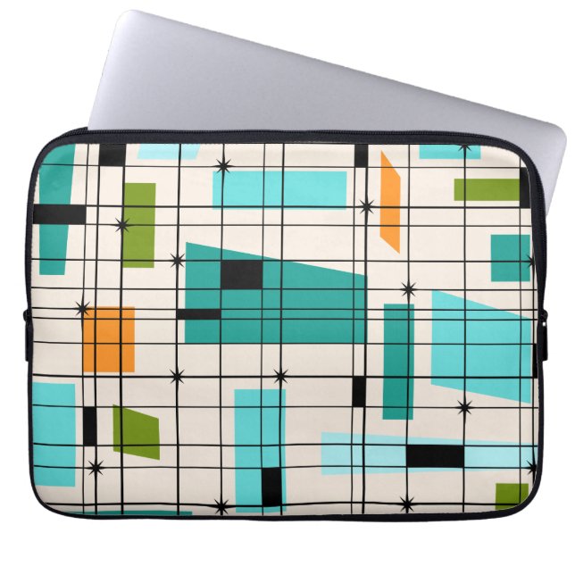 Retro Gitter-und Sternexplosion-Laptop-Hülse Laptopschutzhülle (Vorderseite)