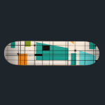 Retro Gitteru. SternexplosionenSkateboard Skateboard<br><div class="desc">Dieser Retro Gitterund SternexplosionenSkateboard ist, wo Vintage Art modernen Tag sich trifft. Er kennzeichnet einen cremefarbenen Hintergrund mit kitschy, weg weg den Konditionsquadraten und von den Rechtecken in aquamarinem, im Türkis, in diesem hellblauen, Orange und Avocadogrün. Die wunderlichen Blöcke der Farbe werden werden gearbeitet in einige der Gitterschnitte bedeckt. Es...</div>