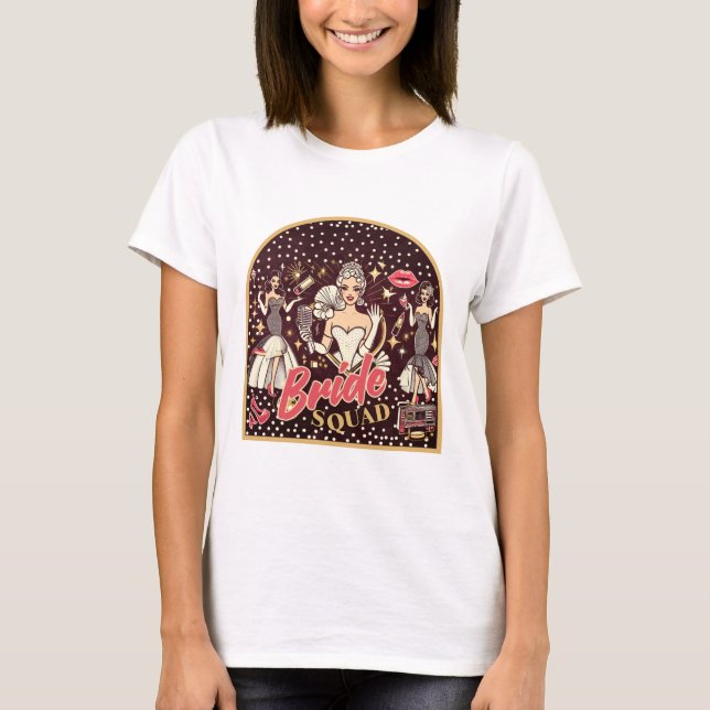 Retro Glam Bride Squad T-Shirt (Vorderseite)