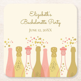 Retro Glam Champagner-Junggeselinnen-Abschied der Rechteckiger Pappuntersetzer