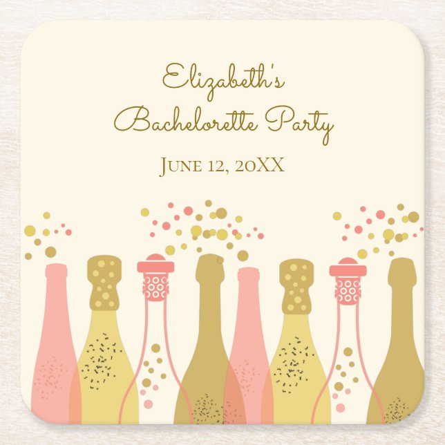 Retro Glam Champagner-Junggeselinnen-Abschied der  Rechteckiger Pappuntersetzer (Vorderseite)