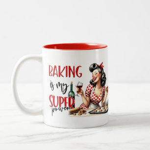 Retro Glam Hausfrau Lustiger Sarkastischer Küchen  Zweifarbige Tasse