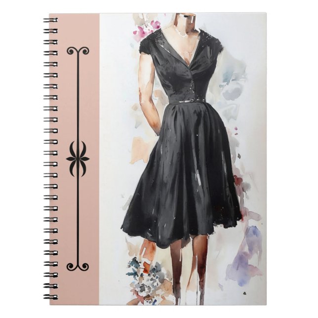 Retro Glam Little Black Dress (LBD) Tagebuch (Vorderseite)